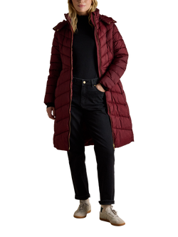 Joules Padded Longline Coat, Red - view 2, Red