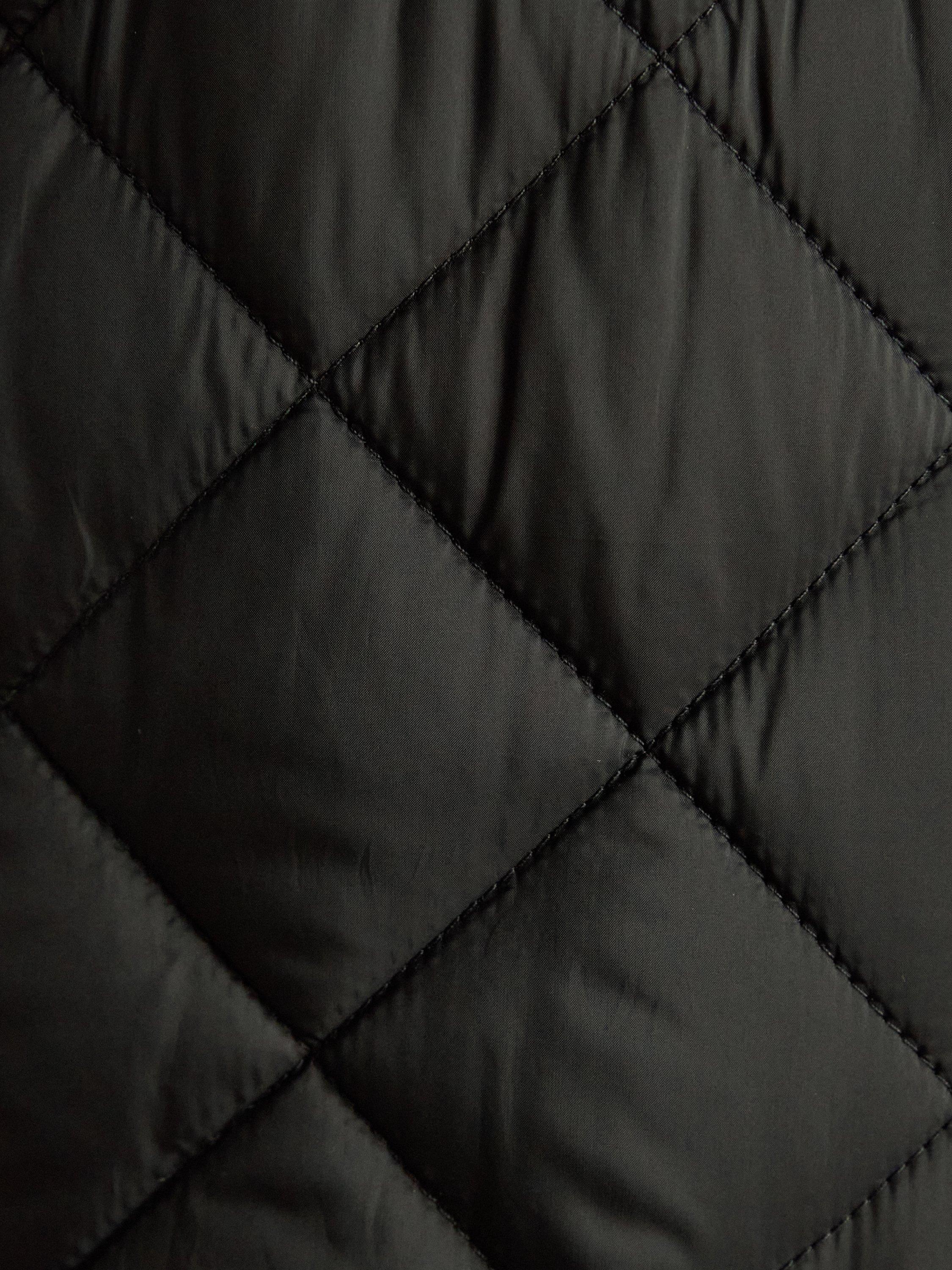 Product image 6 of 10, which shows Joules Funnel Neck Diamond Quilted Coat, Black, 6