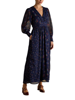 Joules Hotchpotch Wrap Midi Dress, Navy, Navy