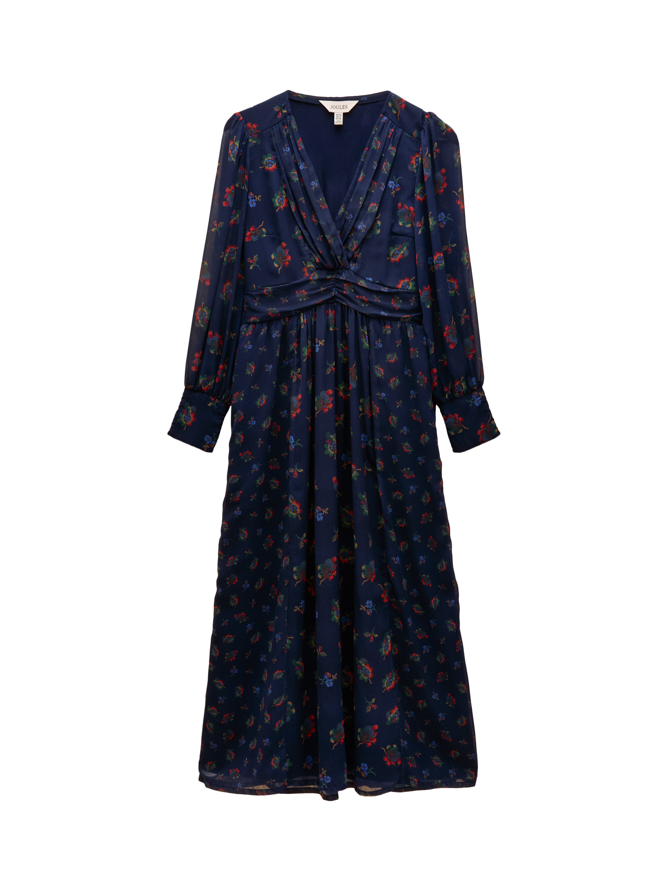 Product image 9 of 9, which shows Joules Hotchpotch Wrap Midi Dress, Navy, 6