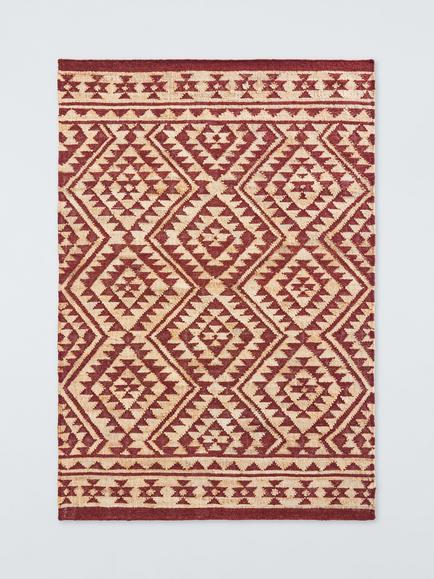 John Lewis Khira Kelim Hand Woven Jute Blend Rug, Burnt Umber