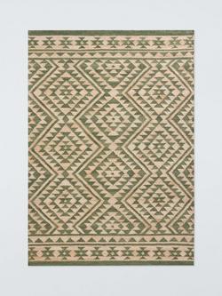 John Lewis Khira Kelim Geometric Jute Blend Rug, Avocado Green