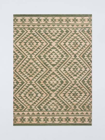 John Lewis Khira Kelim Hand Woven Jute Blend Rug, Avocado Green