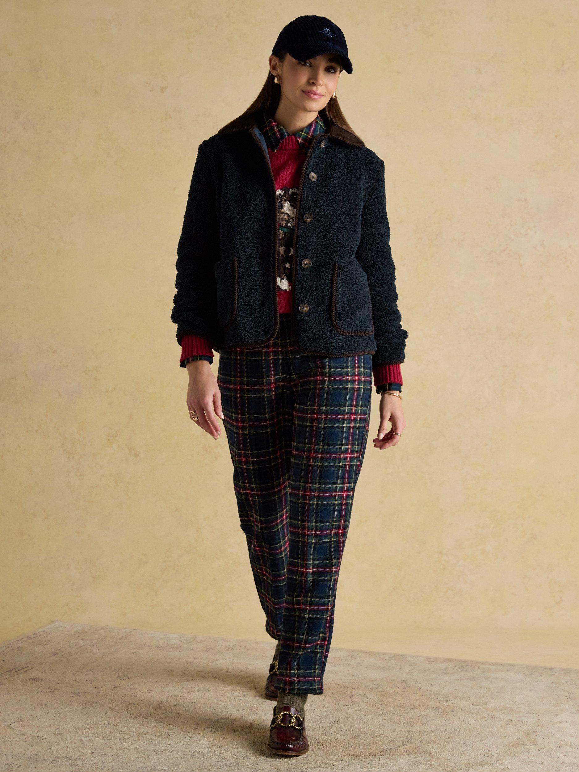 Product image 6 of 7, which shows Joules Button Up Fleece Jacket, Navy, 6