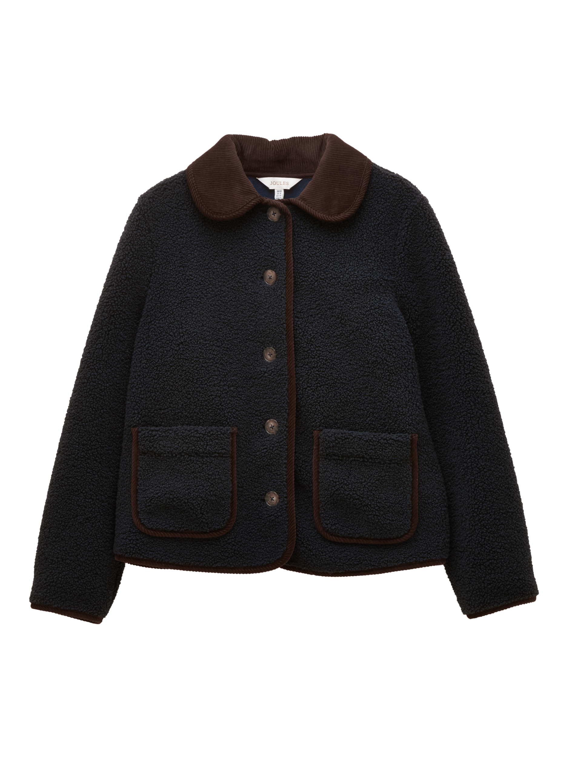 Product image 7 of 7, which shows Joules Button Up Fleece Jacket, Navy, 6