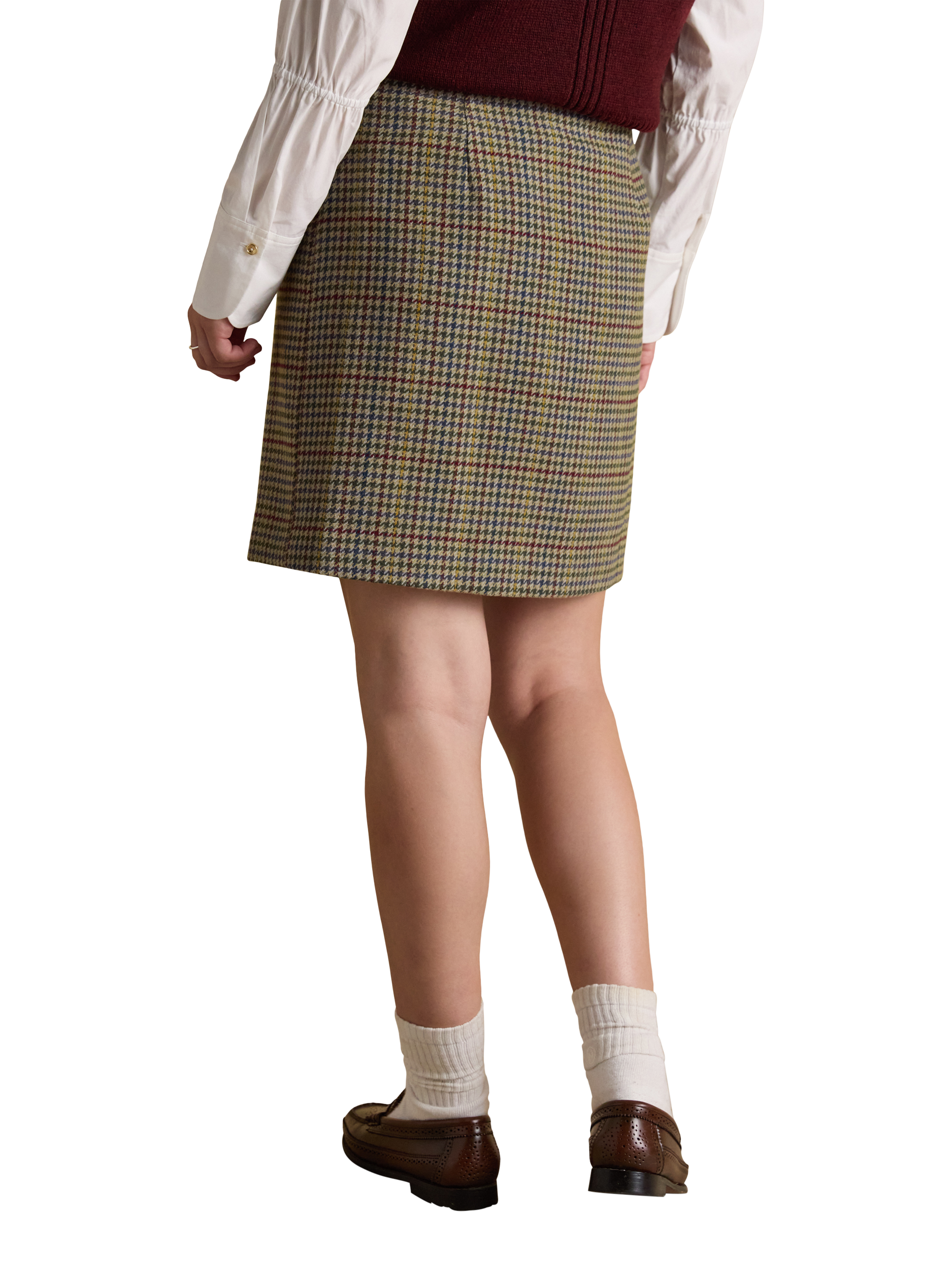 Product image 3 of 7, which shows Joules Wrap Tweed Skirt, Brown/Multi, 8