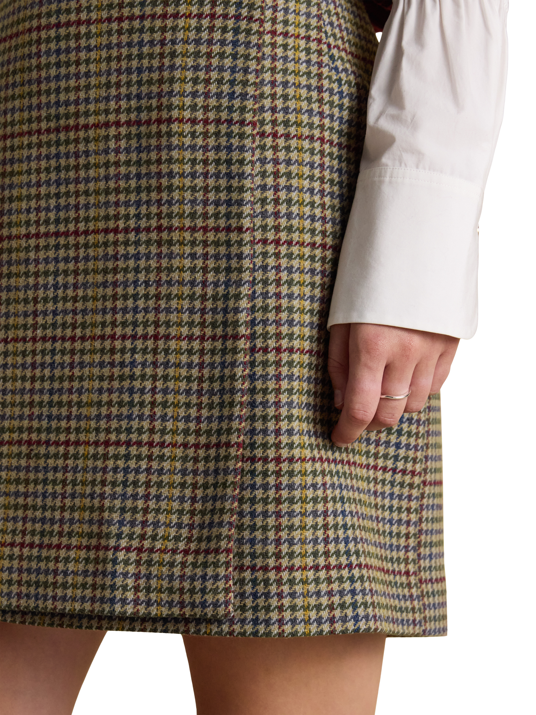 Product image 5 of 7, which shows Joules Wrap Tweed Skirt, Brown/Multi, 8