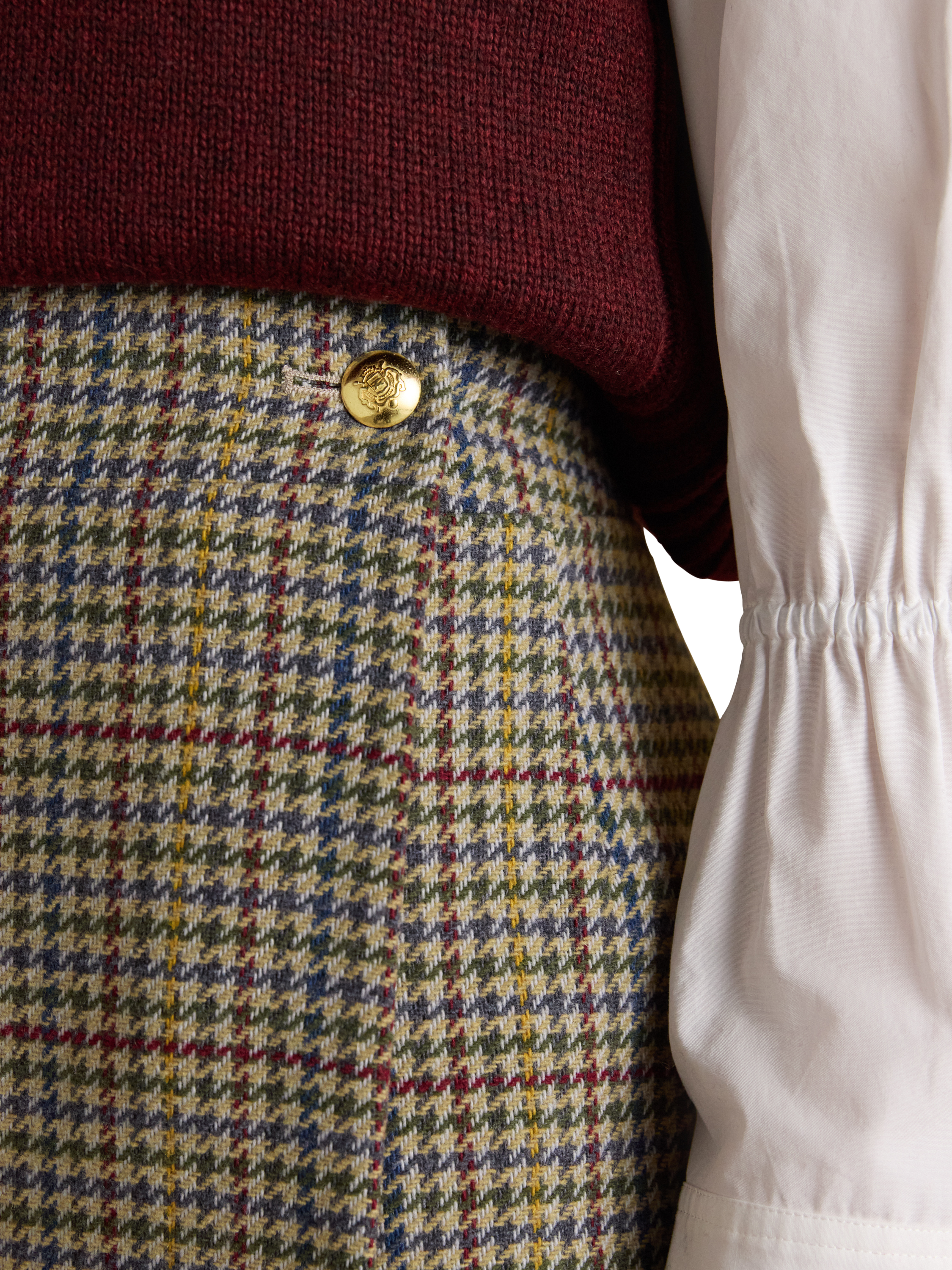 Product image 6 of 7, which shows Joules Wrap Tweed Skirt, Brown/Multi, 8