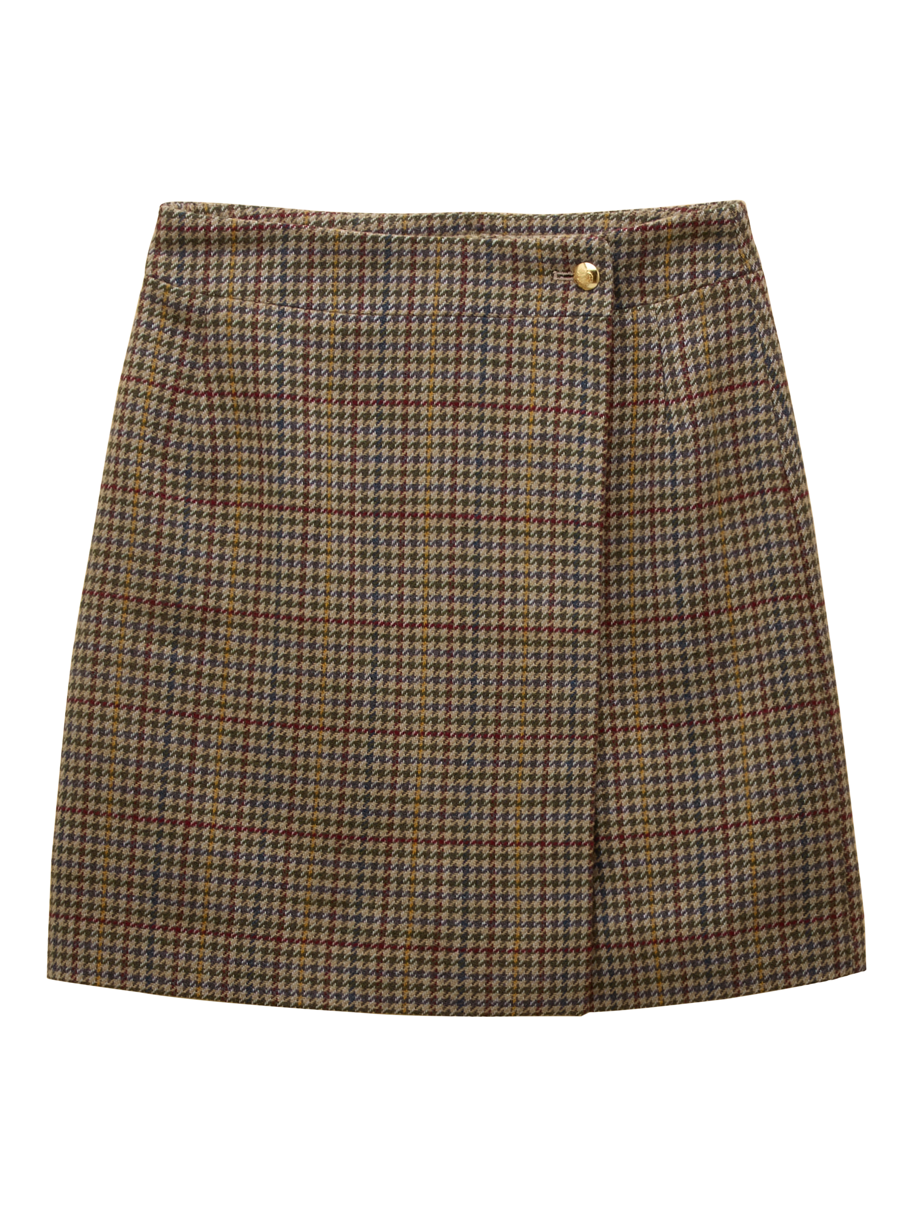 Product image 7 of 7, which shows Joules Wrap Tweed Skirt, Brown/Multi, 8