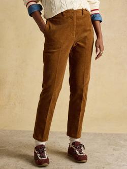 Joules Mid Rise Tapered Corduroy Trousers, Tan Brown