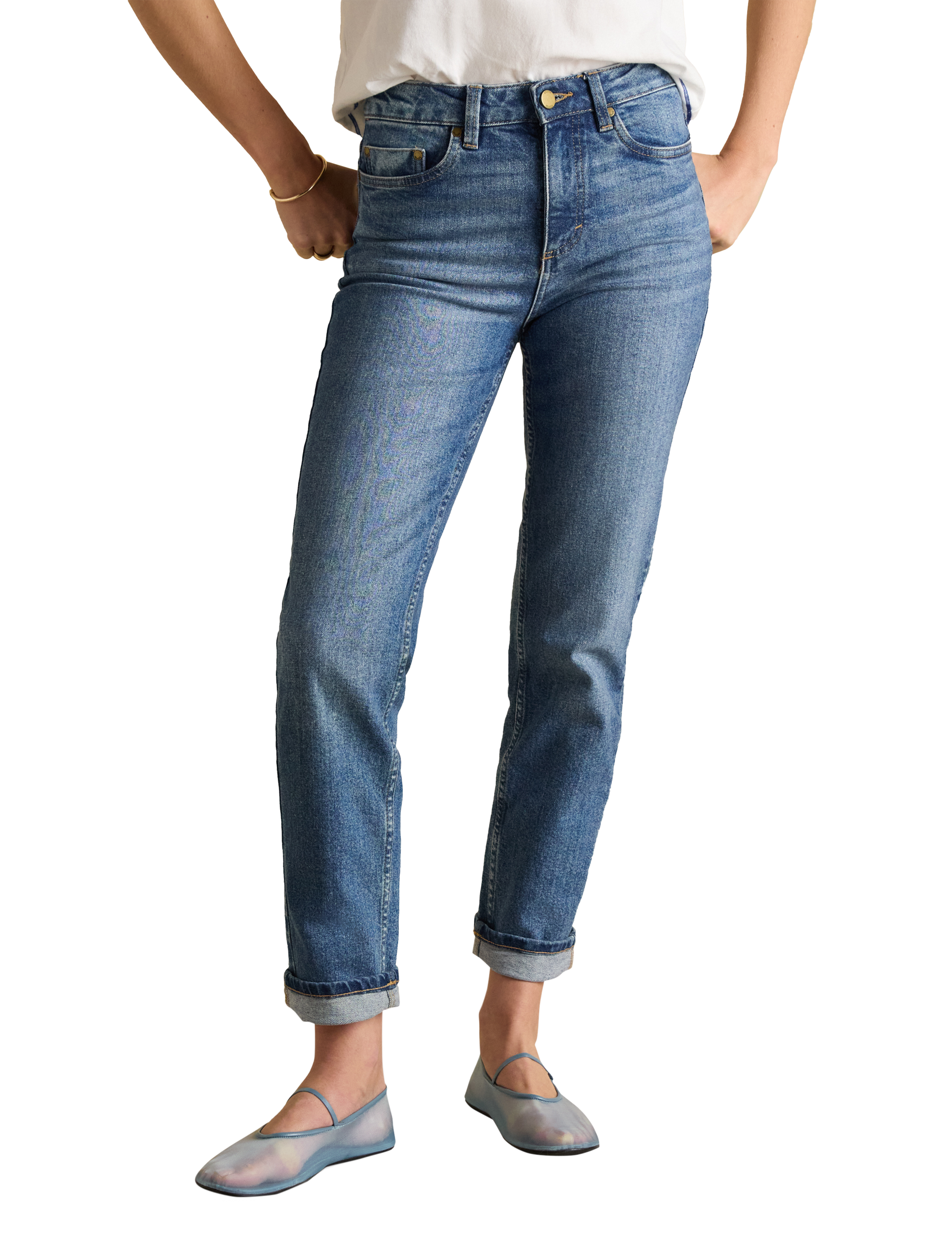 Product image 1 of 7, which shows Joules Slim Fit Mid Rise Jeans, Mid Blue, 6