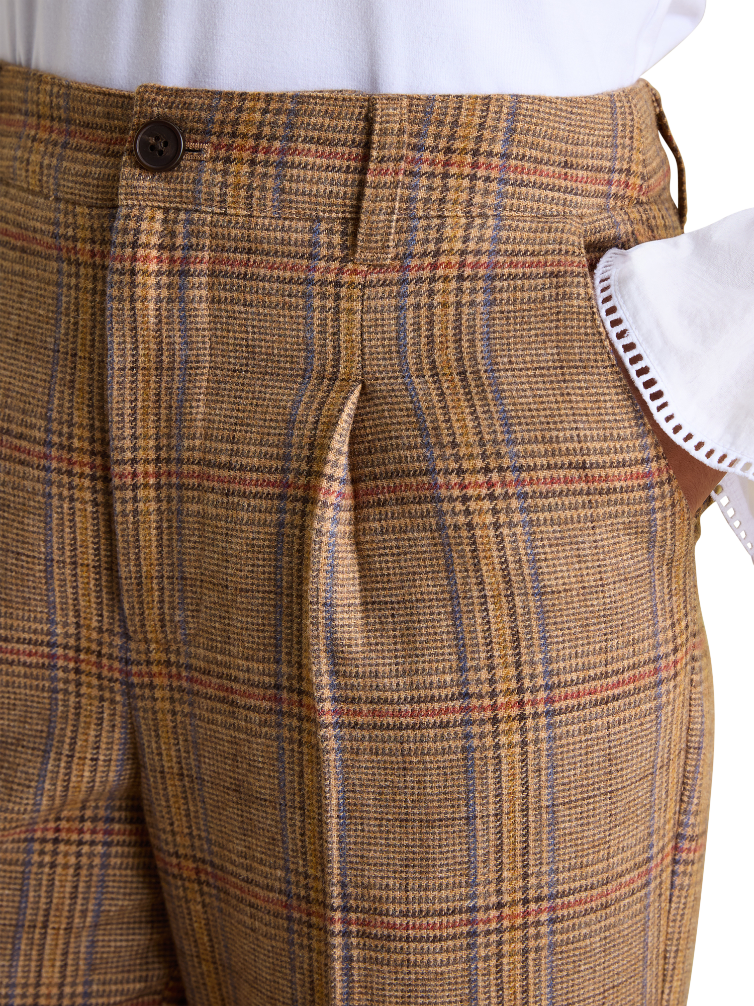 Product image 2 of 7, which shows Joules Wide Leg Tweed Trousers, Brown/Multi, 6