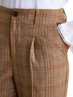 Joules Wide Leg Tweed Trousers - view 2, Brown/Multi