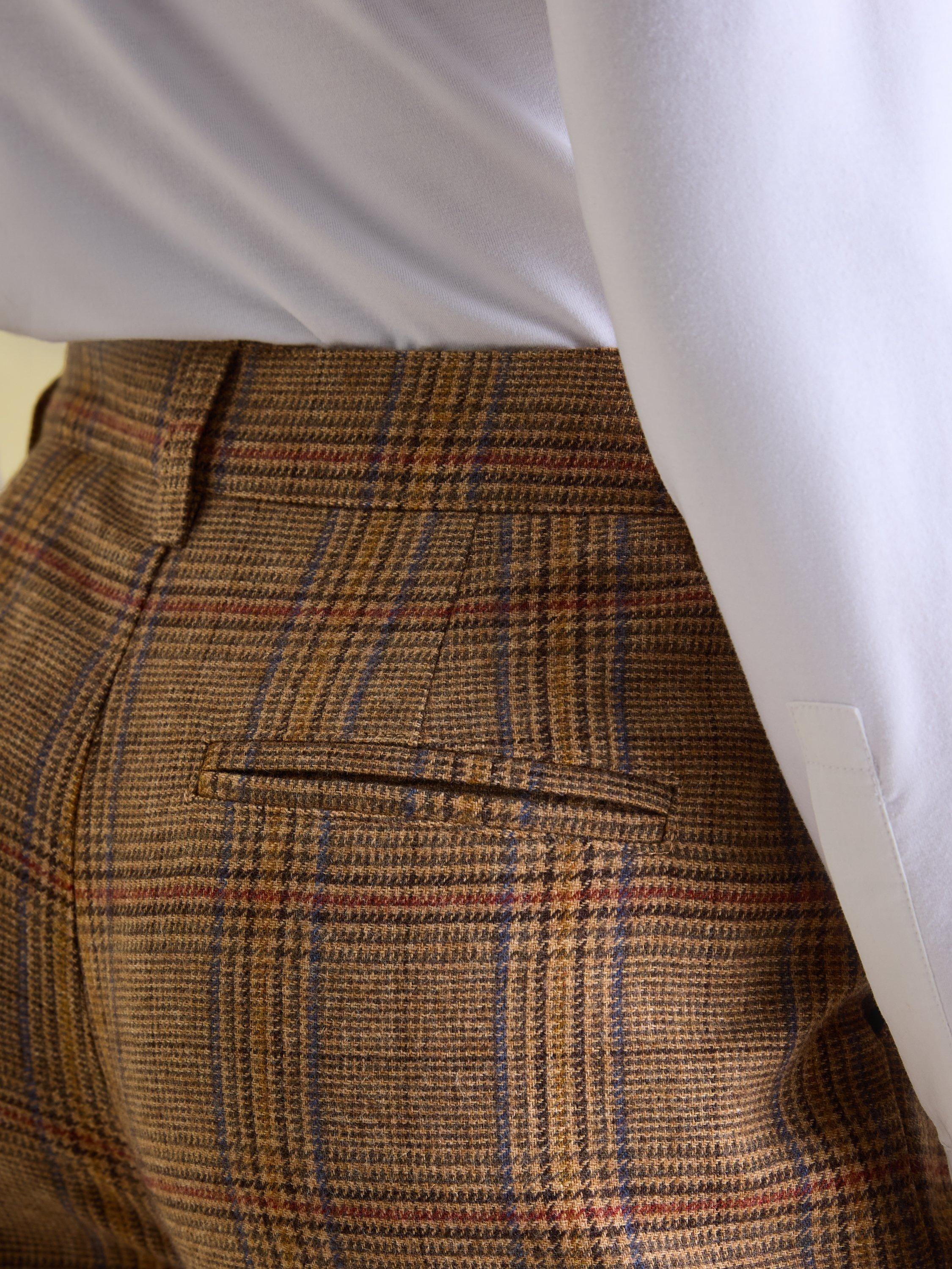 Product image 6 of 7, which shows Joules Wide Leg Tweed Trousers, Brown/Multi, 6