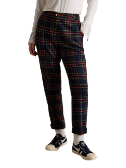 Joules Tartan Tweed Trousers, Navy, Navy