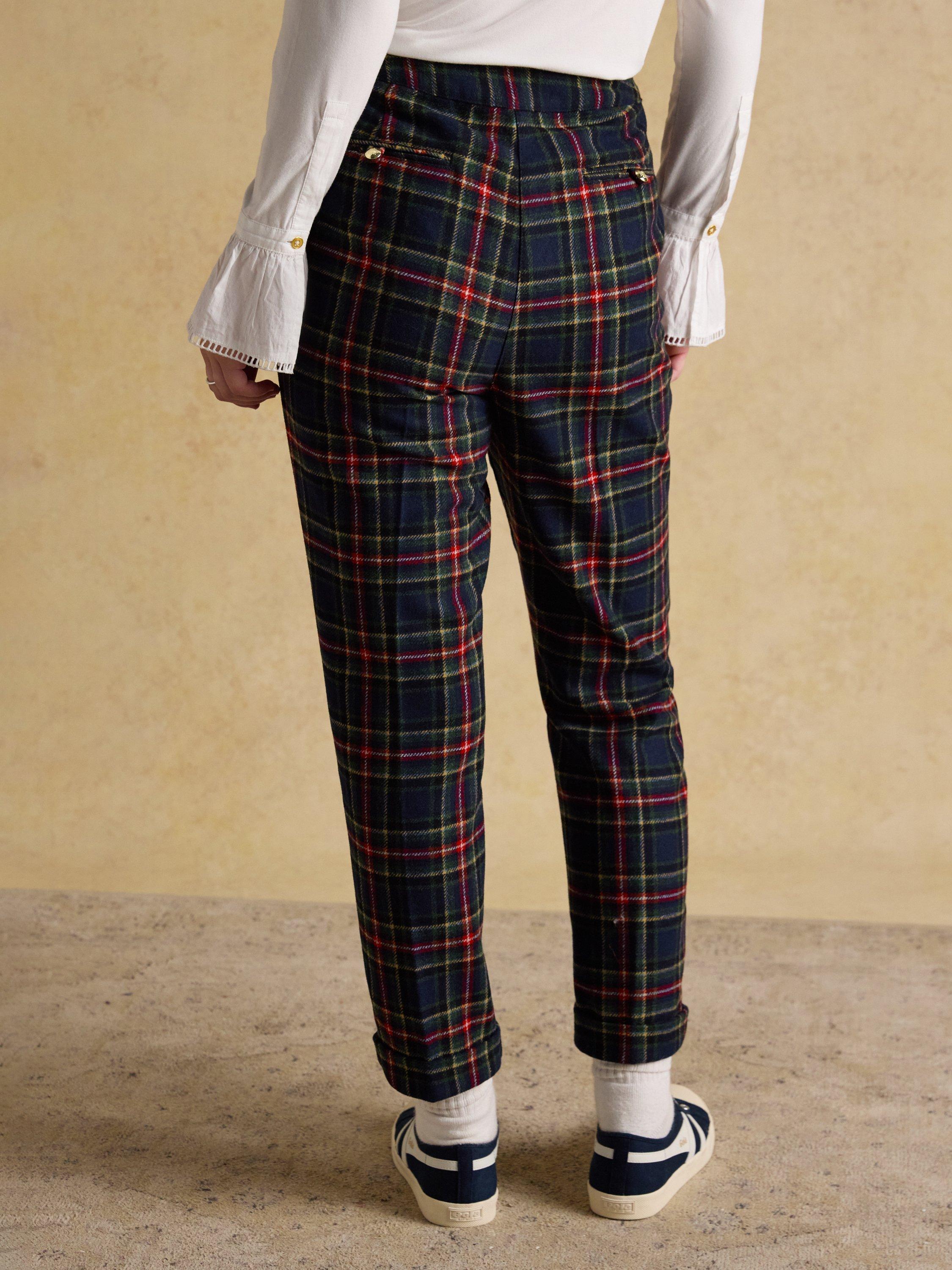 Product image 7 of 8, which shows Joules Tartan Tweed Trousers, Navy, 6