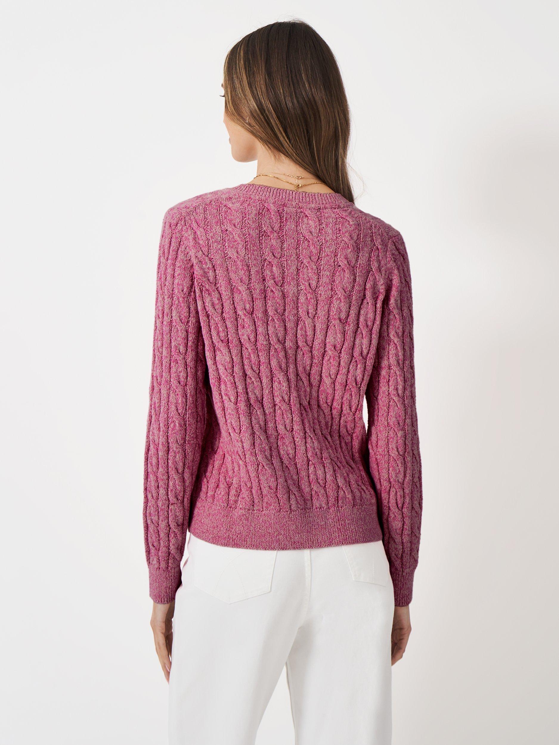 Product image 2 of 5, which shows Crew Clothing Twist Cable Knit Cardigan, Light Pink, 10