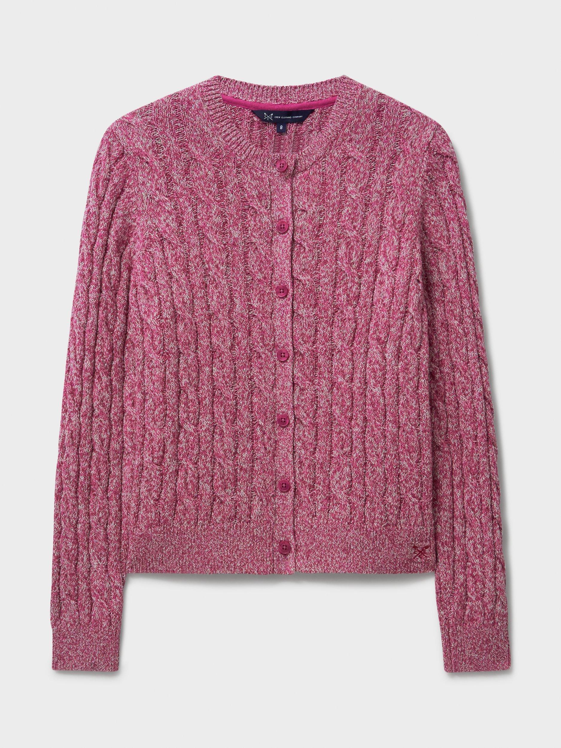 Product image 5 of 5, which shows Crew Clothing Twist Cable Knit Cardigan, Light Pink, 10