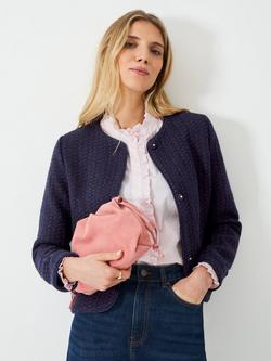 Crew Clothing Textured Collarless Jacket, Navy, Navy