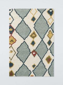 John Lewis Omar Berber Pure Wool Rug, White/Blue, White/Blue
