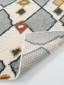 John Lewis Omar Berber Pure Wool Rug, White/Blue - view 2, White/Blue