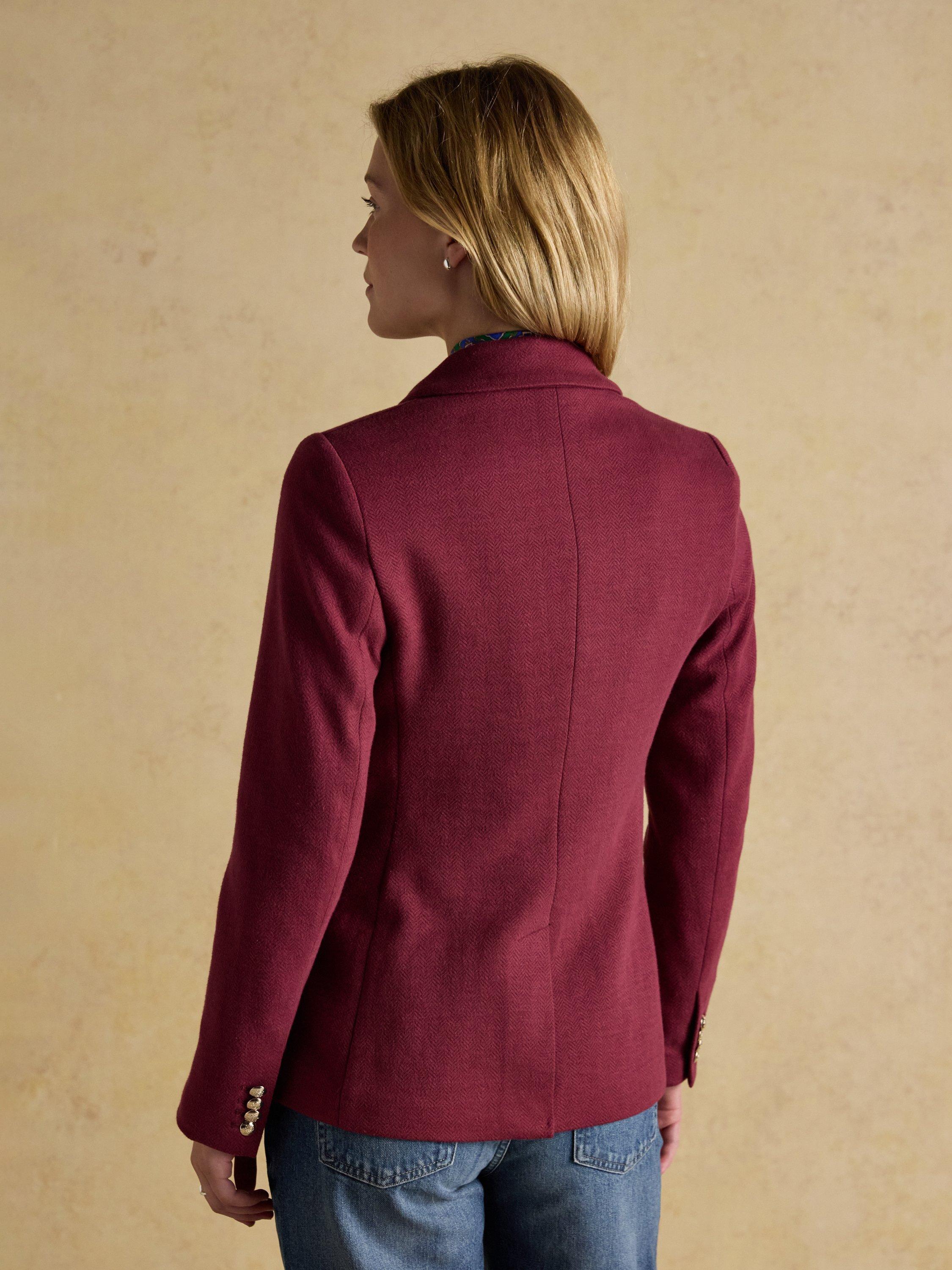 Product image 4 of 5, which shows Joules Textured Single Breasted Blazer, Burgundy, 6