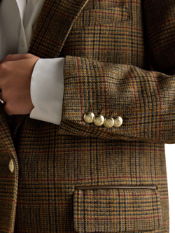 Joules Single Breasted Tweed Blazer - view 2, Brown/Multi