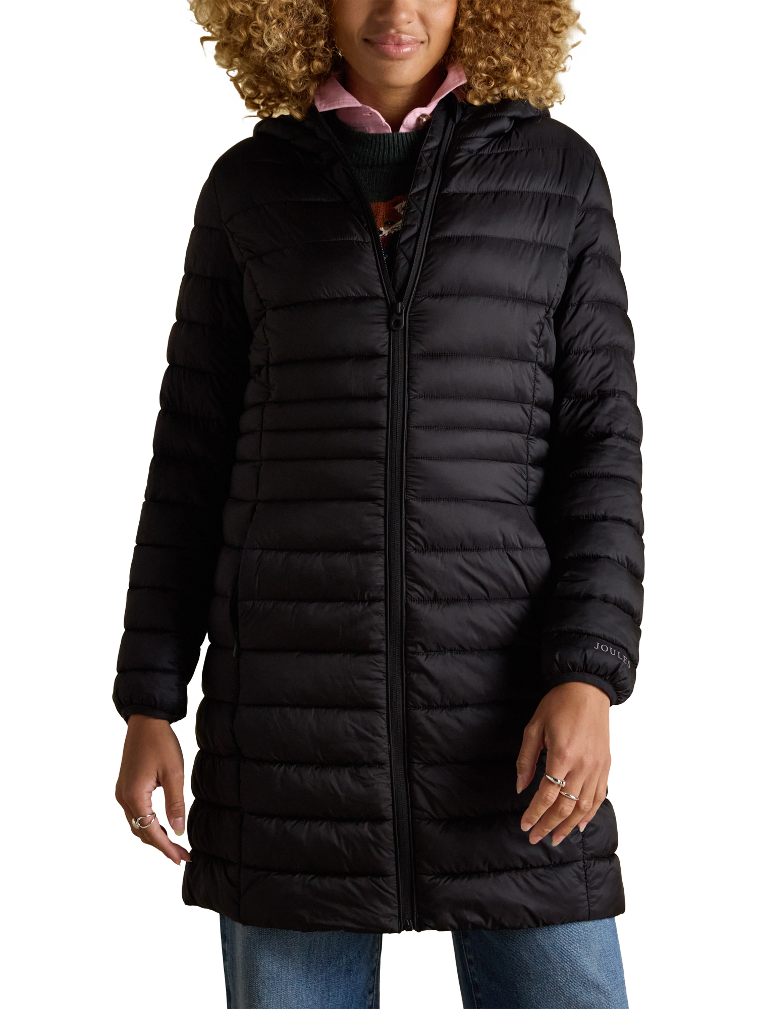 Product image 1 of 7, which shows Joules Showerproof Padded Long Coat, Black, 6