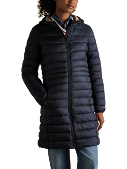 Joules Hooded Padded Long Coat, Navy, Navy
