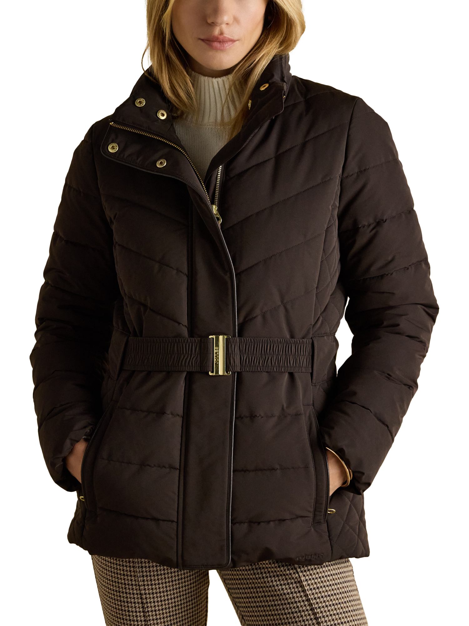 Product image 1 of 11, which shows Joules Aspen Showerproof Padded Coat, Brown, 24