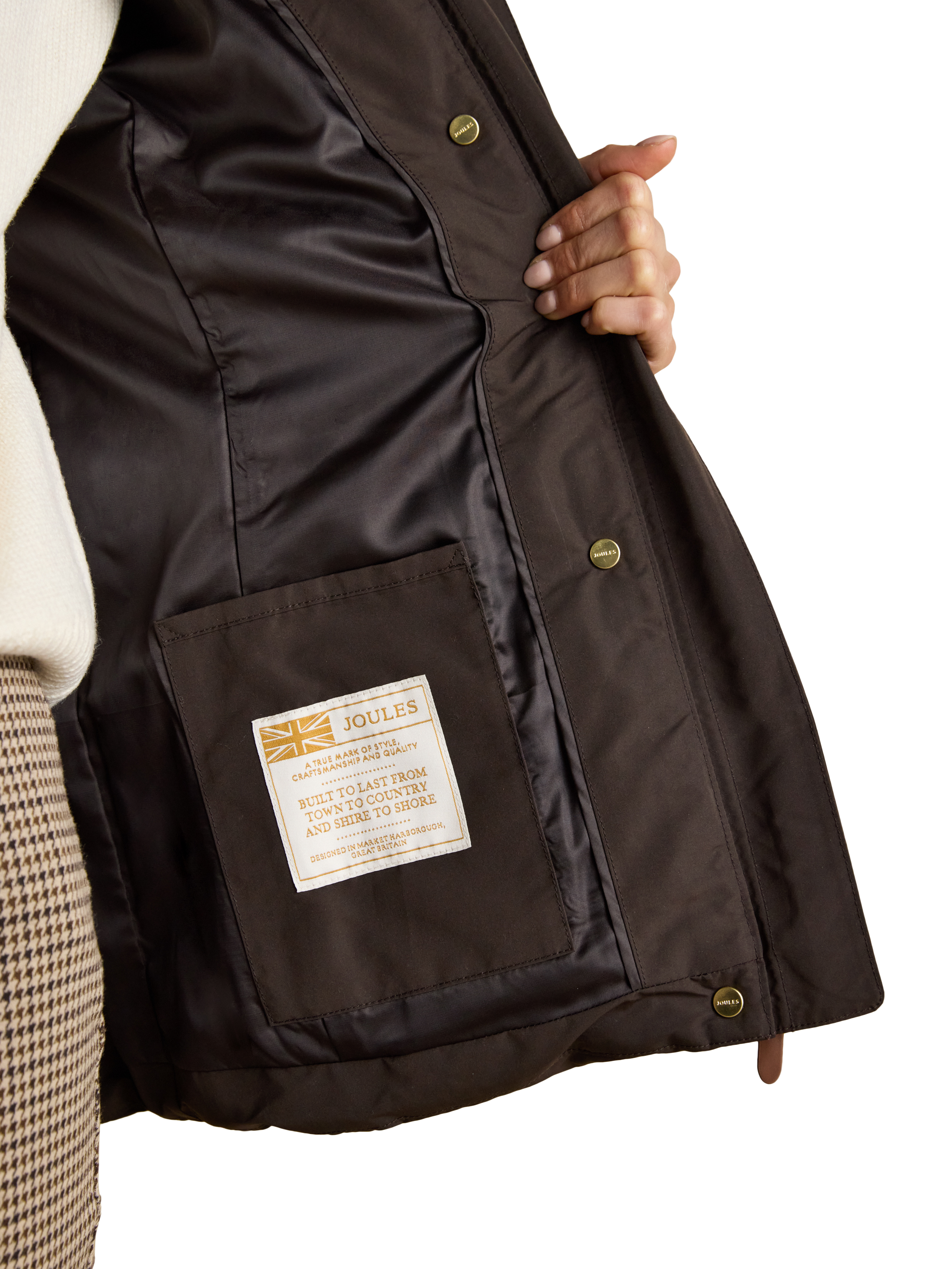 Product image 5 of 11, which shows Joules Aspen Showerproof Padded Coat, Brown, 24