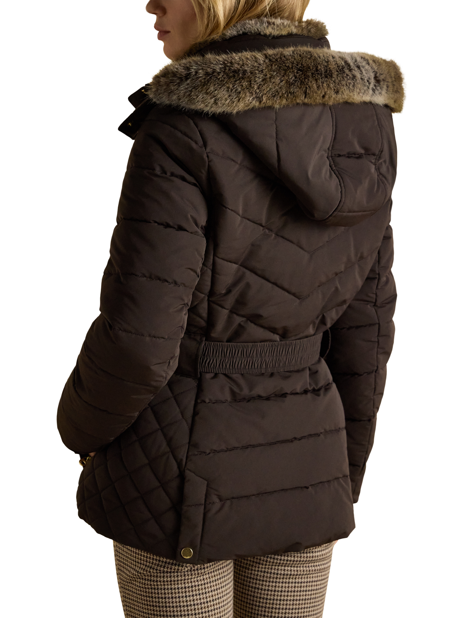 Product image 6 of 11, which shows Joules Aspen Showerproof Padded Coat, Brown, 24