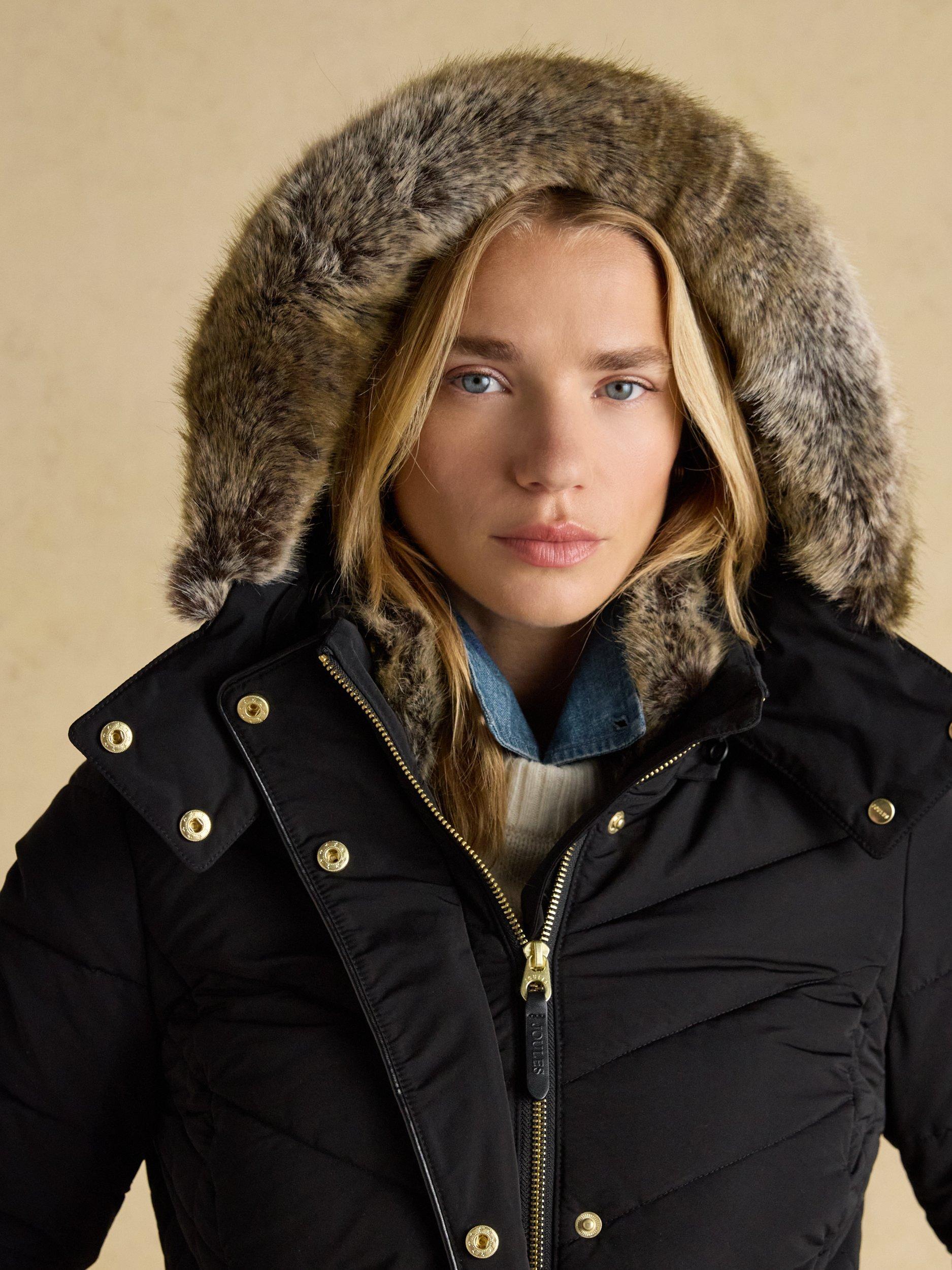 Product image 8 of 11, which shows Joules Aspen Showerproof Padded Coat, Black, 12