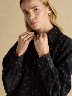 Joules Cotton Star Long Sleeve Cord Mini Shirt Dress - view 2, Black