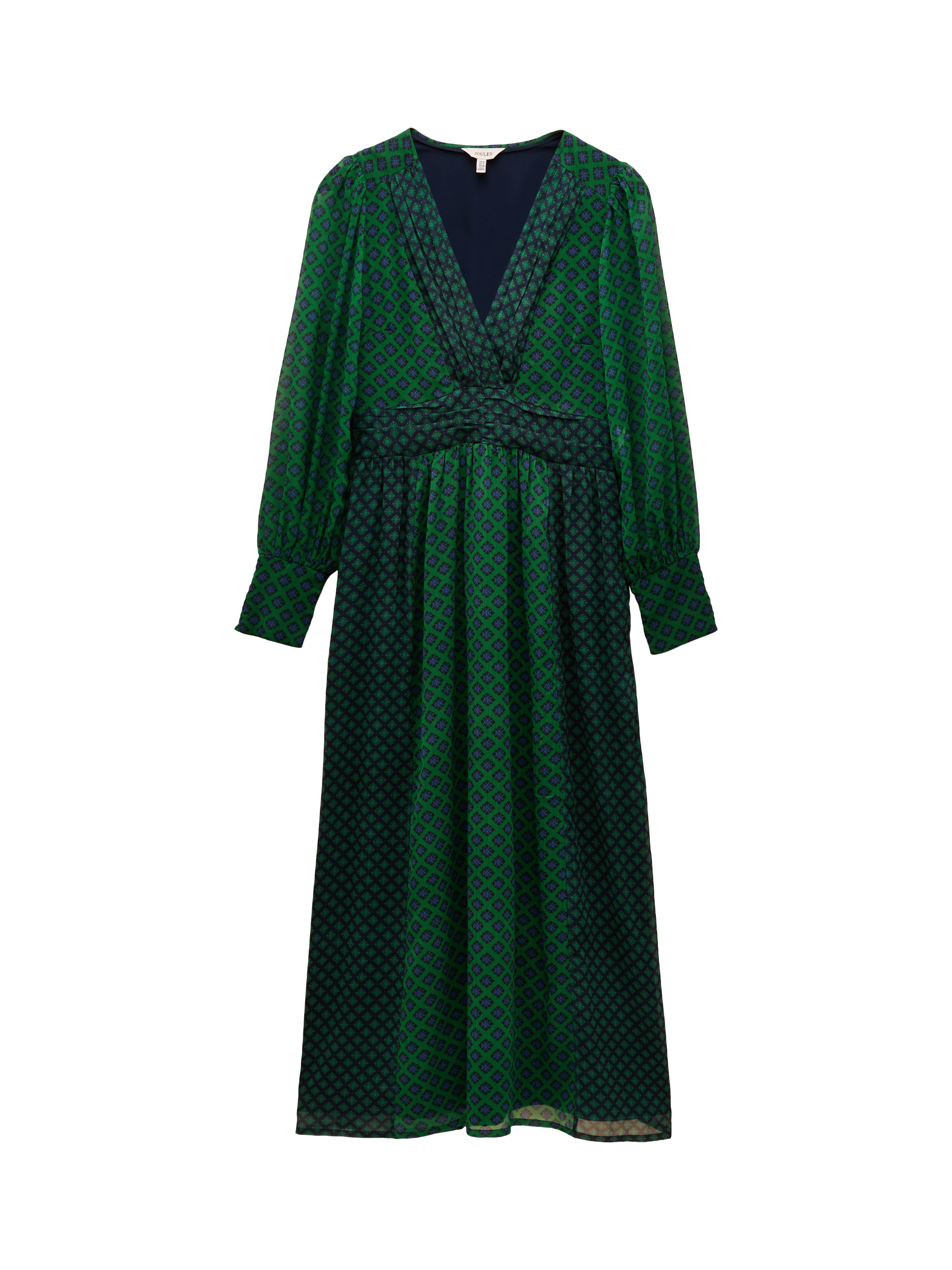 Product image 7 of 8, which shows Joules Ruched Wrap Maxi Dress, Green/Multi, 6