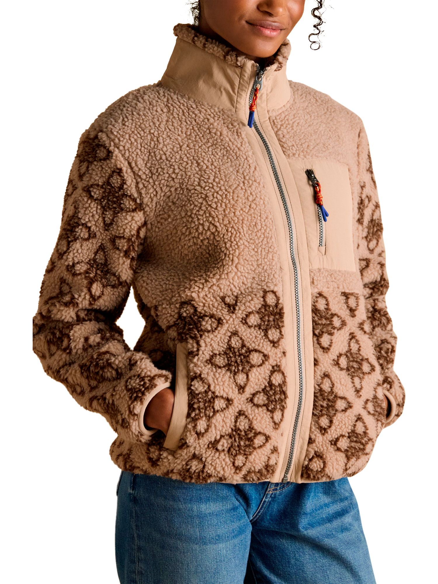 Product image 1 of 10, which shows Joules Borg Fleece Jumper, Beige, 6