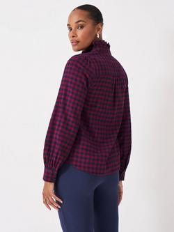 Crew Clothing Harmony Frill Flannel Top, Burgundy/Navy - view 2, Burgundy/Navy