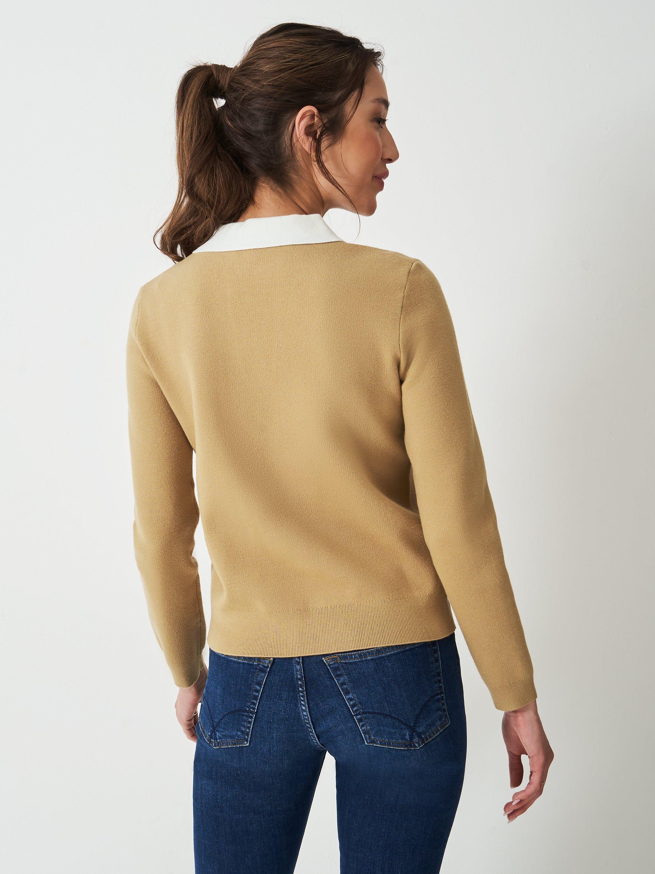 Product image 2 of 5, which shows Crew Clothing Rose Rugby Jumper, Beige, 10