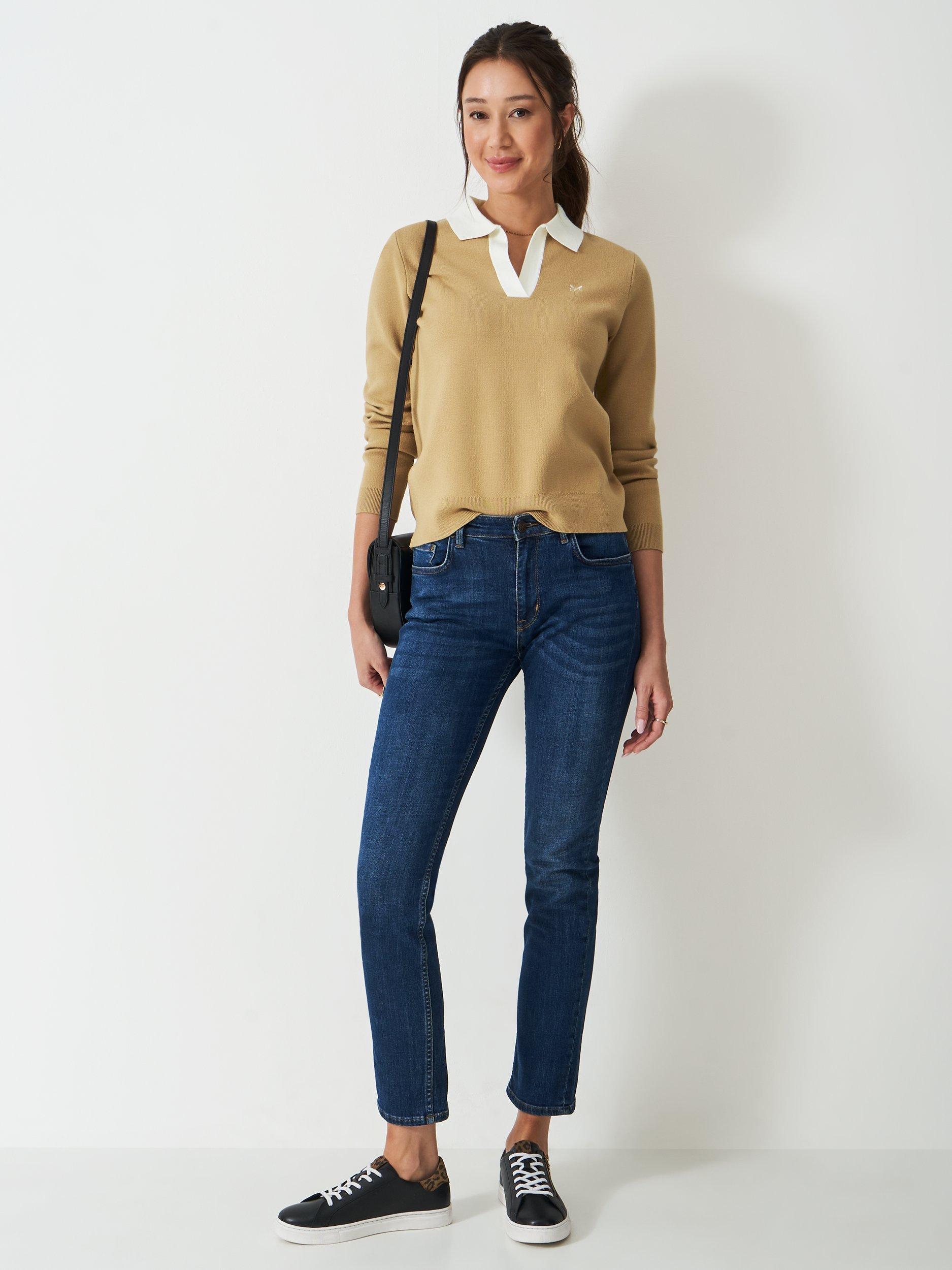 Product image 3 of 5, which shows Crew Clothing Rose Rugby Jumper, Beige, 10