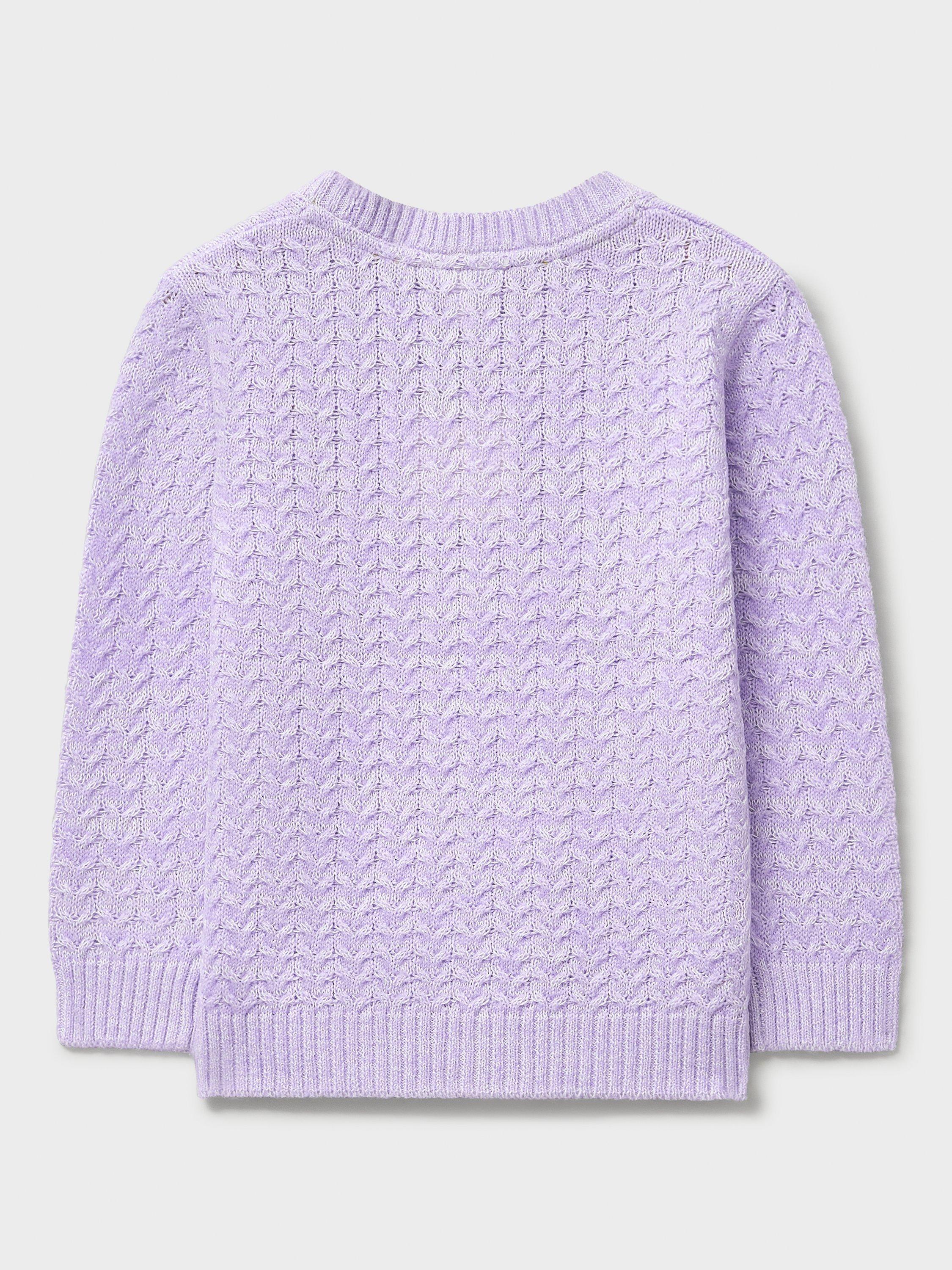 Product image 2 of 3, which shows Crew Clothing Kids' Textured Jumper, Lilac, 3-4 years