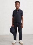 Reiss Kids' Manor Merino Wool Polo Shirt, Midnight Navy