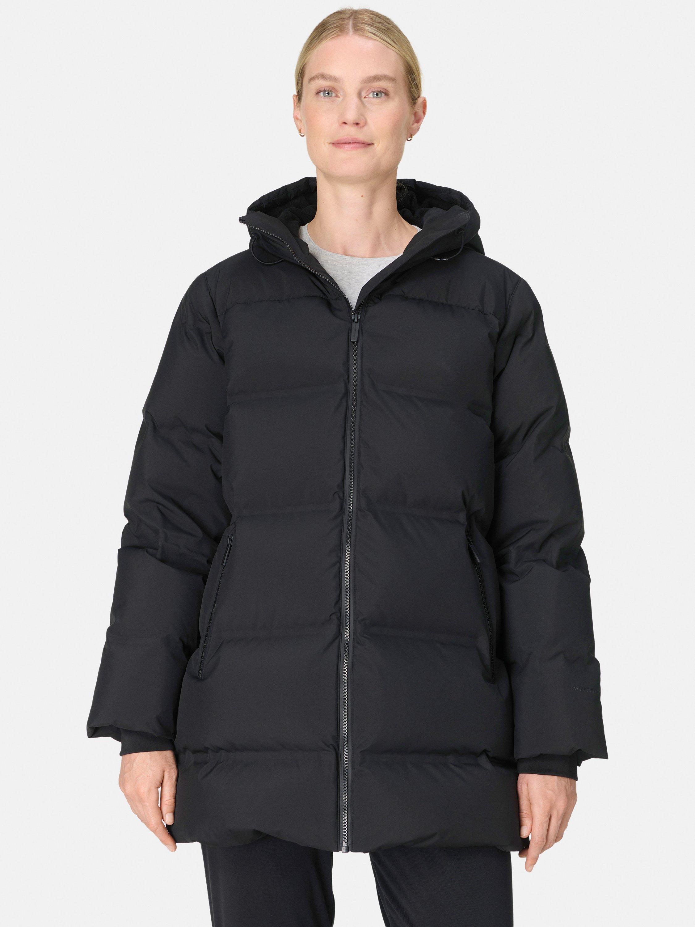 Product image 1 of 8, which shows Sweaty Betty Nimbus Mid Waterproof Puffer Jacket, Black, XXS