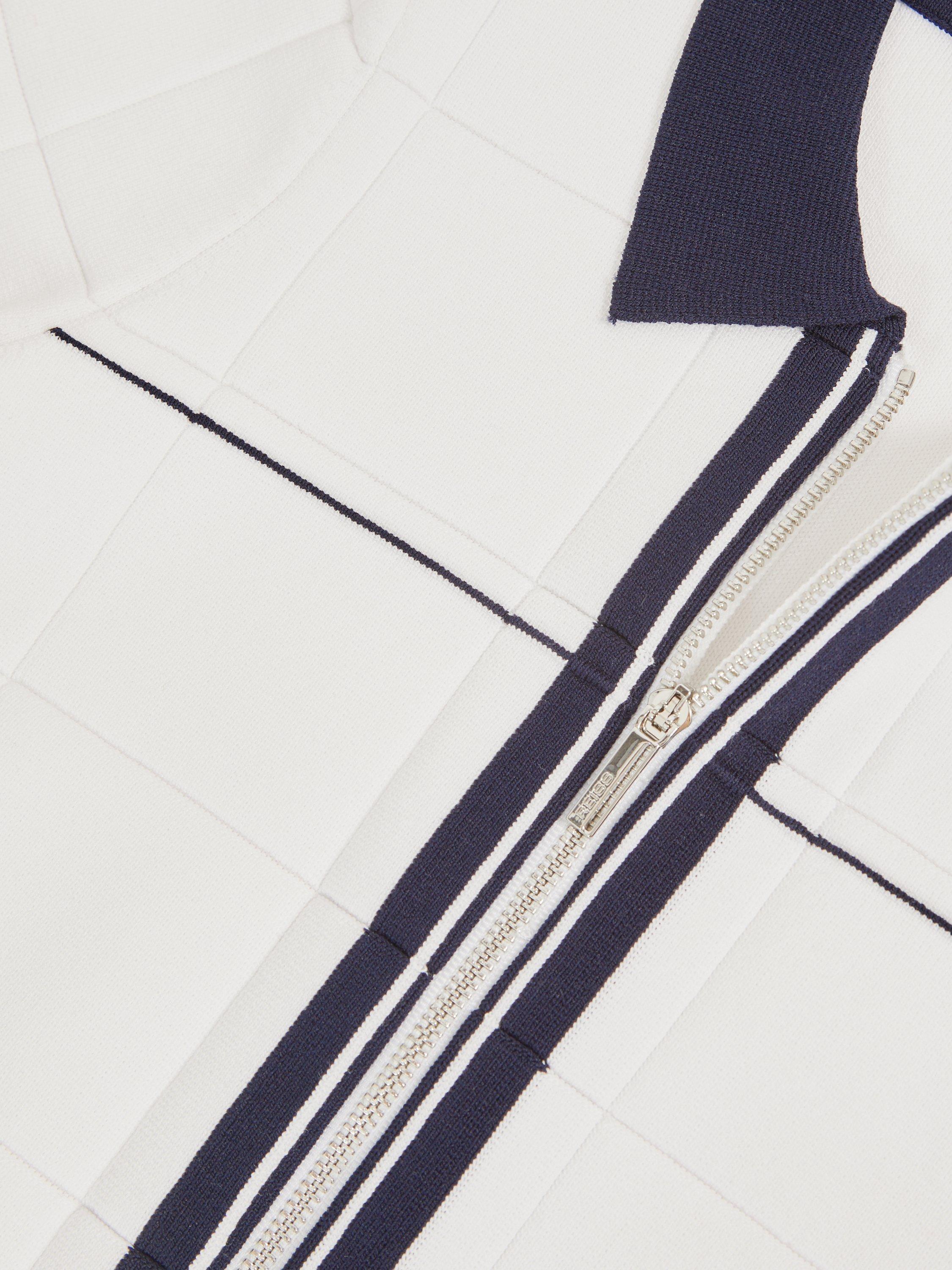 Product image 4 of 4, which shows Reiss Kids' Baxter Zip Through Shirt, White/Navy, 7-8 years