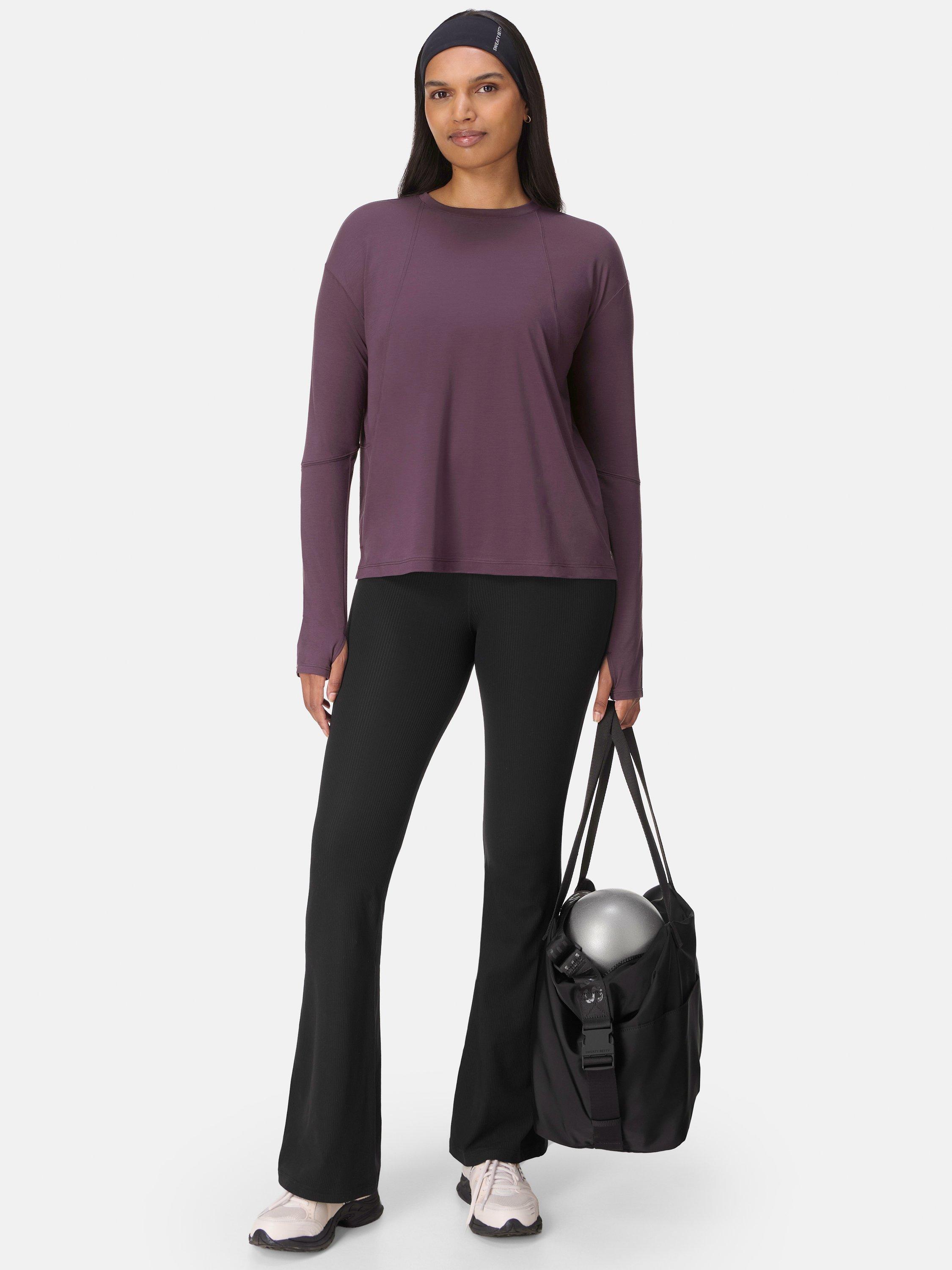 Product image 3 of 11, which shows Sweaty Betty Soft Flow Studio Long Sleeve Top, Neptune Purple, S