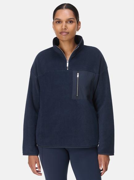 Sweaty Betty Mallow Funnel Neck Fleece, Navy Blue, Navy Blue