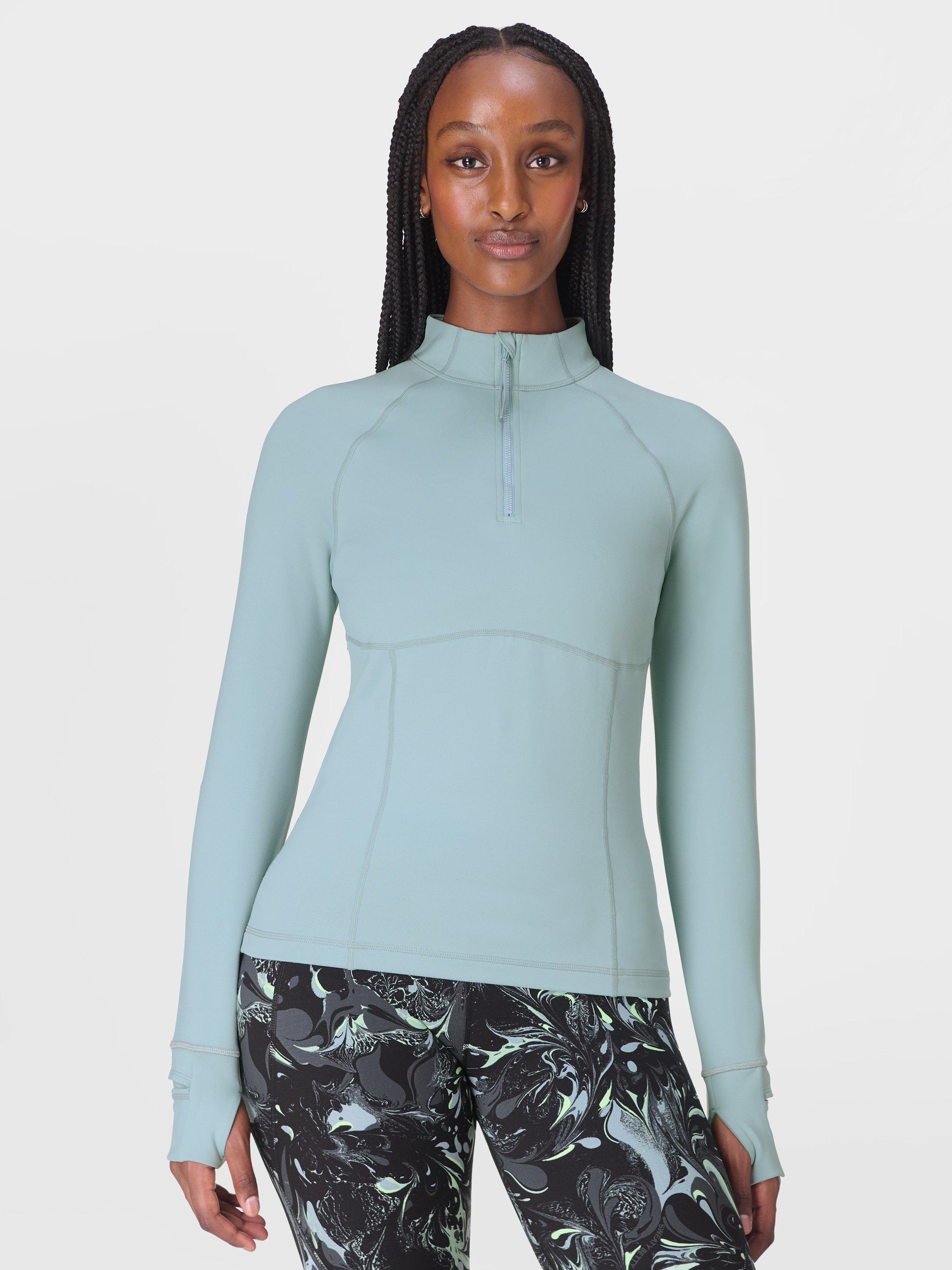 Sweaty Betty Pro Run 1/2 Zip Mid Layer, Vapour Blue