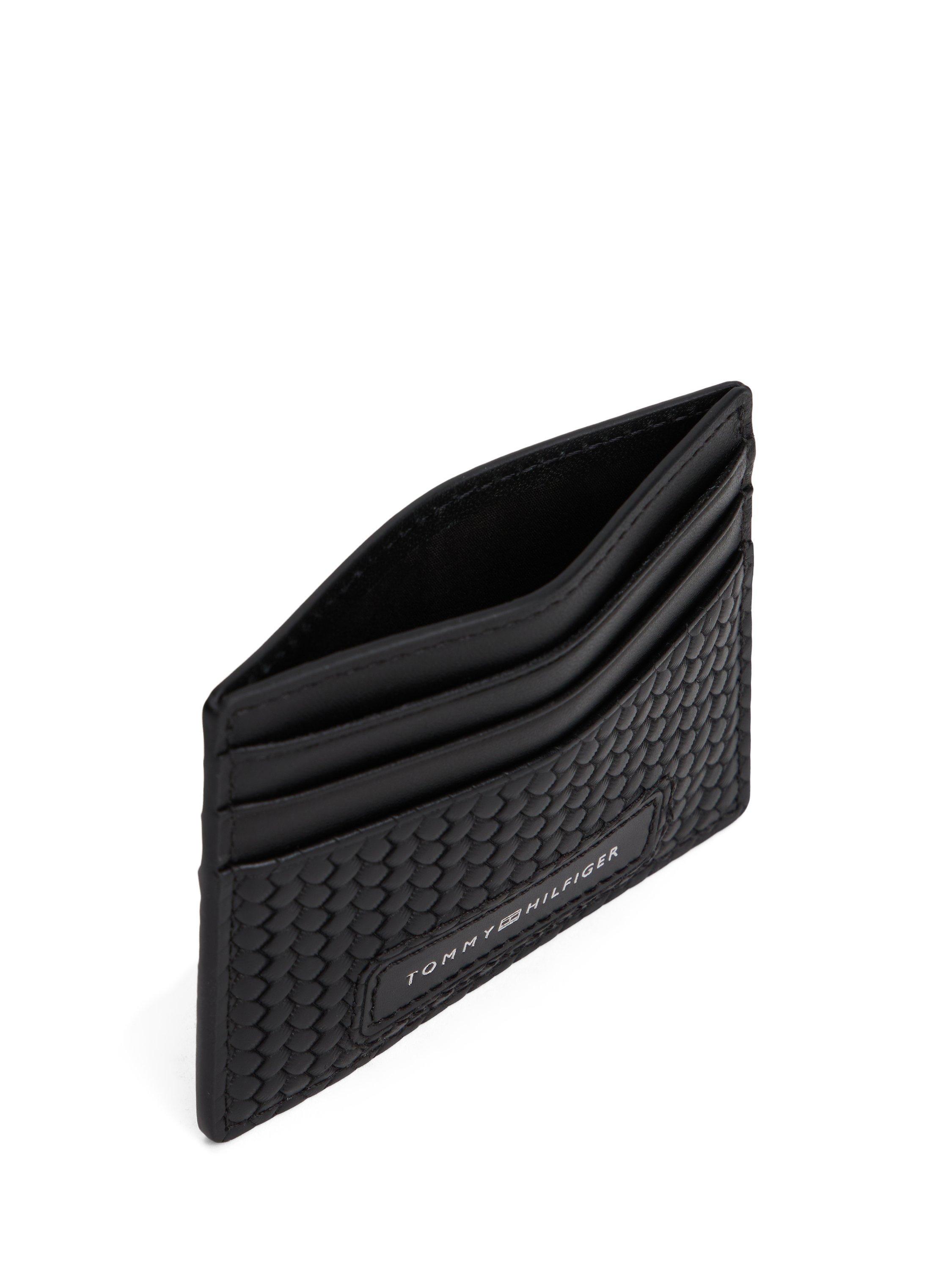 Product image 2 of 4, which shows Tommy Hilfiger Woven Texture Leather Wallet, Black, One Size