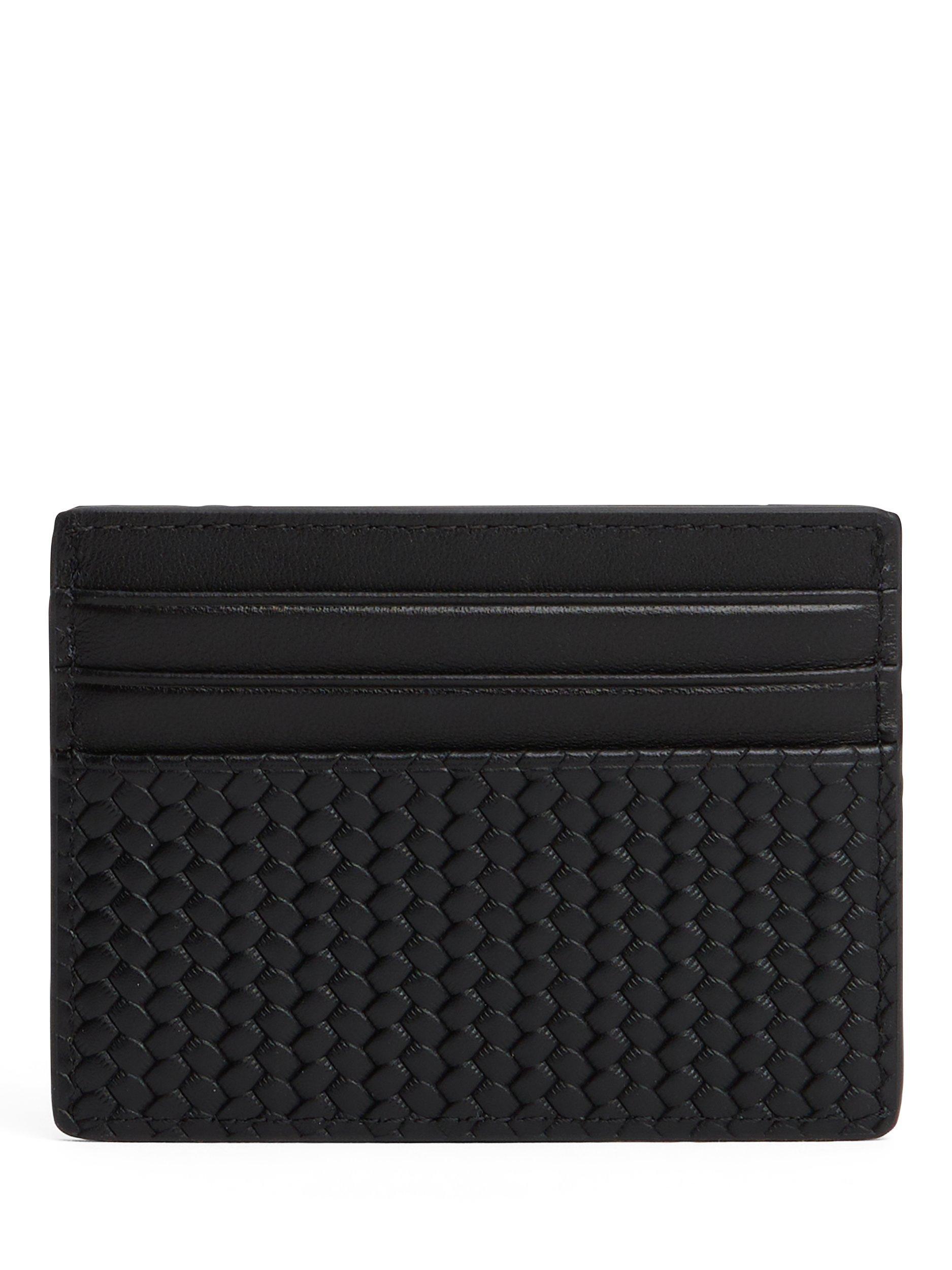 Product image 4 of 4, which shows Tommy Hilfiger Woven Texture Leather Wallet, Black, One Size