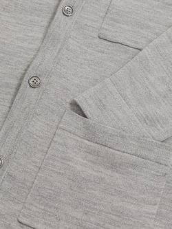 Reiss Munich Merino Wool Button Through Shirt - view 2, Soft Grey Mouline