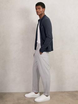 Reiss Munich Merino Wool Button Through Shirt, Midnight Navy